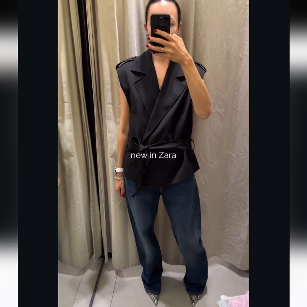 Zara belted vest shoulder pads black - Picture 5 of 11